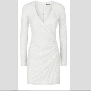 Balmain White Sequin-embellished Mini Dress
